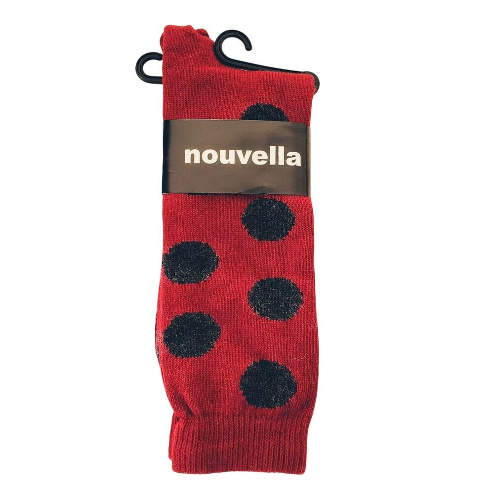 B.ella Red Black Dot Socks Mens Wool Cashmere Blend Crew Warm Dress Sz 10-13